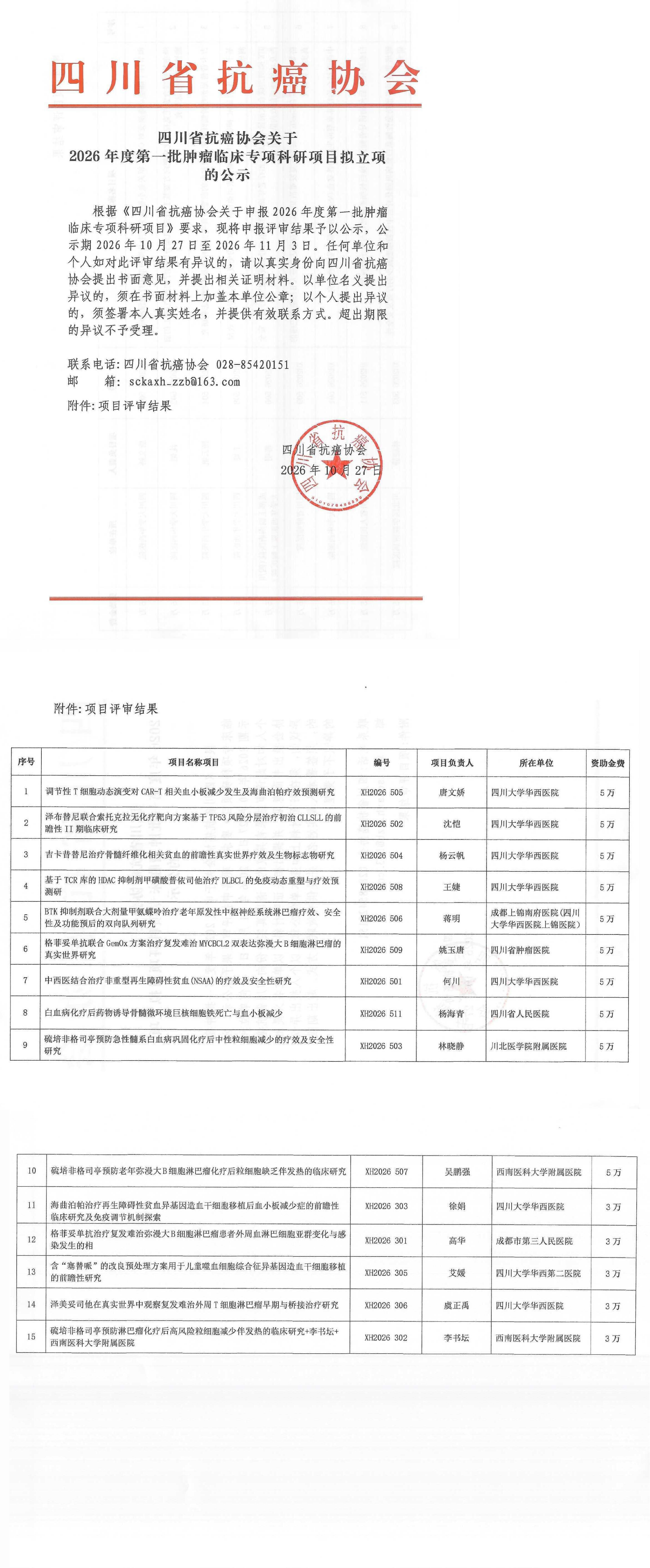 2026年度第一批肿瘤临床专项科研项目拟立项的通知.png